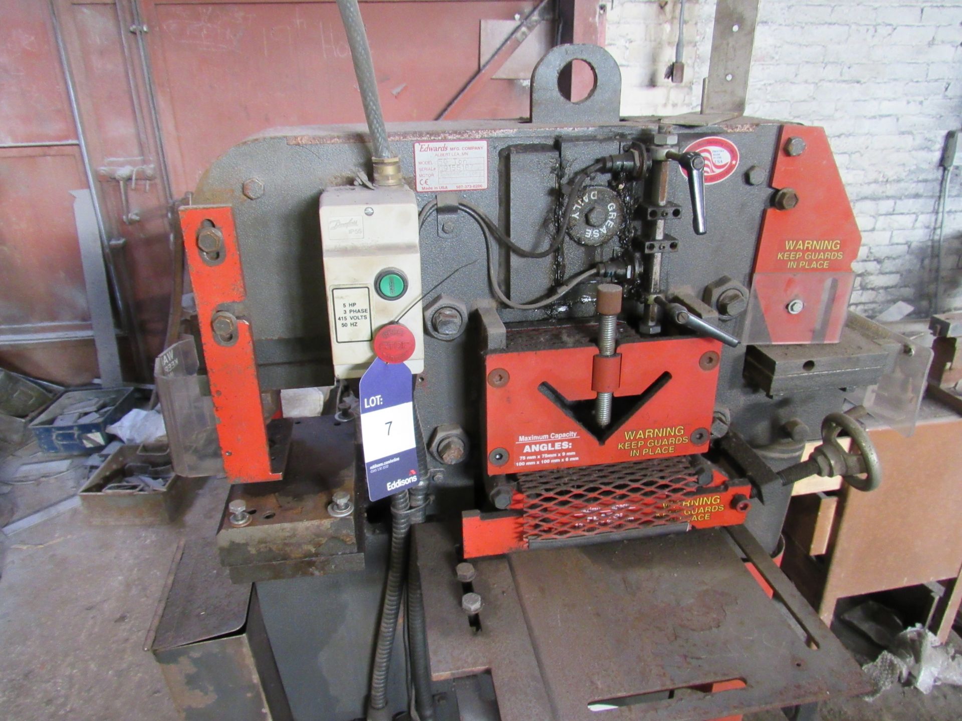 Edwards Metalworker, 50 Ton, Ironworker, Serial Number 09155107 (Requires disconnection by qualified - Image 3 of 5