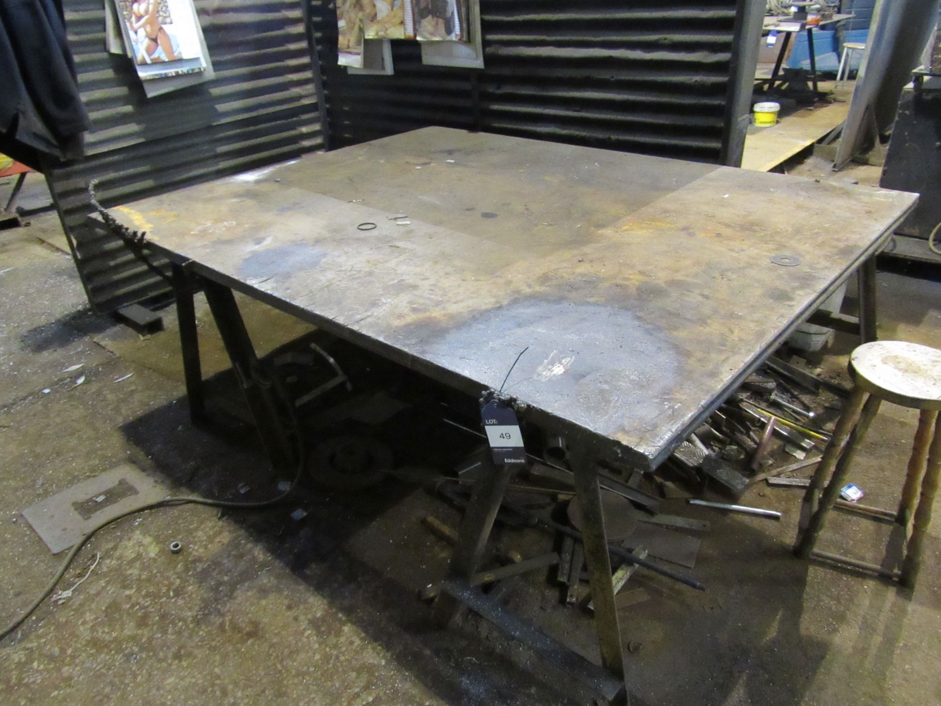 Heavy Duty Steel Work Table 82”x64”x1¼” - Image 2 of 2