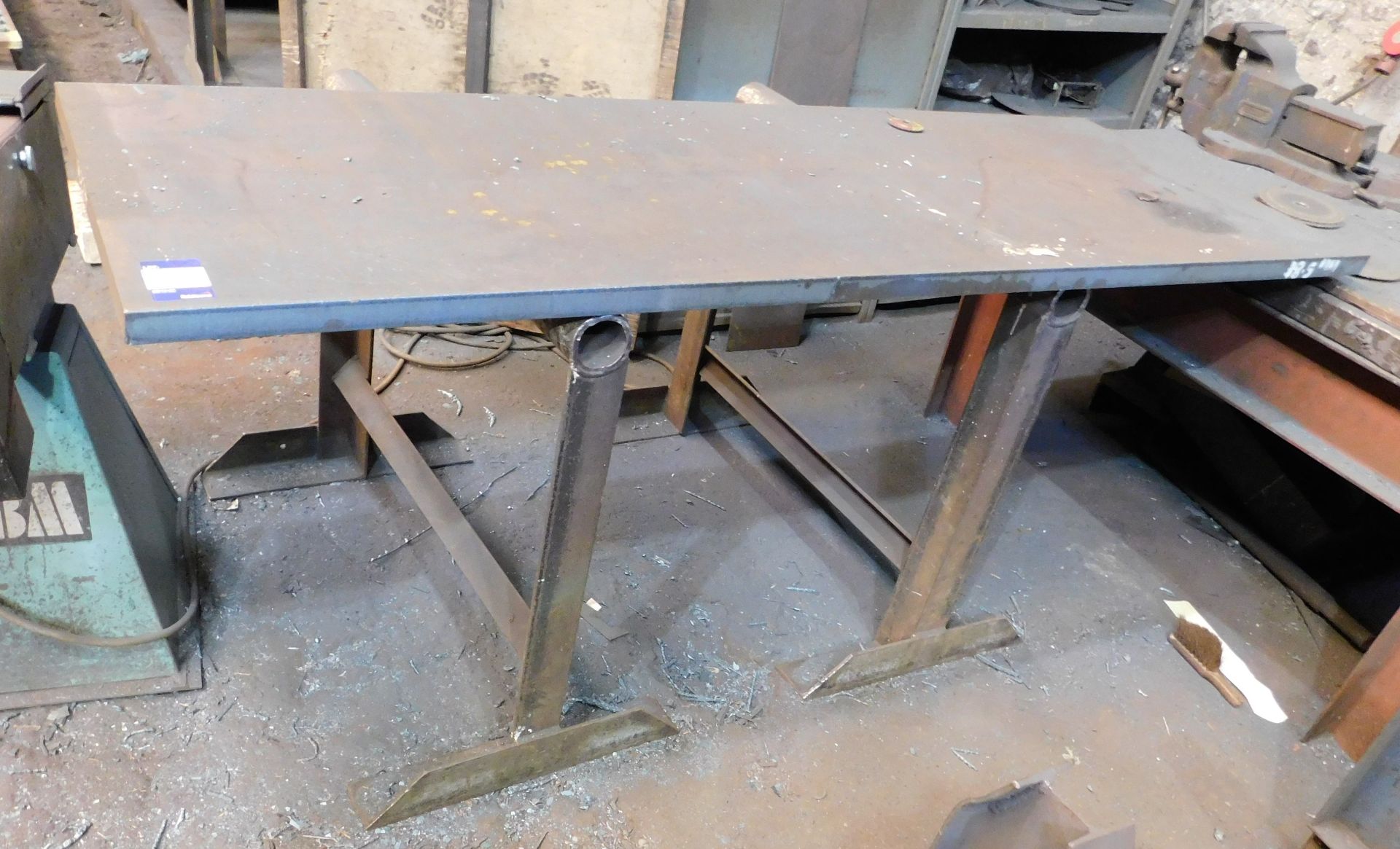 Steel Surface Table & 2 Tressles 2ft 6 x 7ft x 1.5