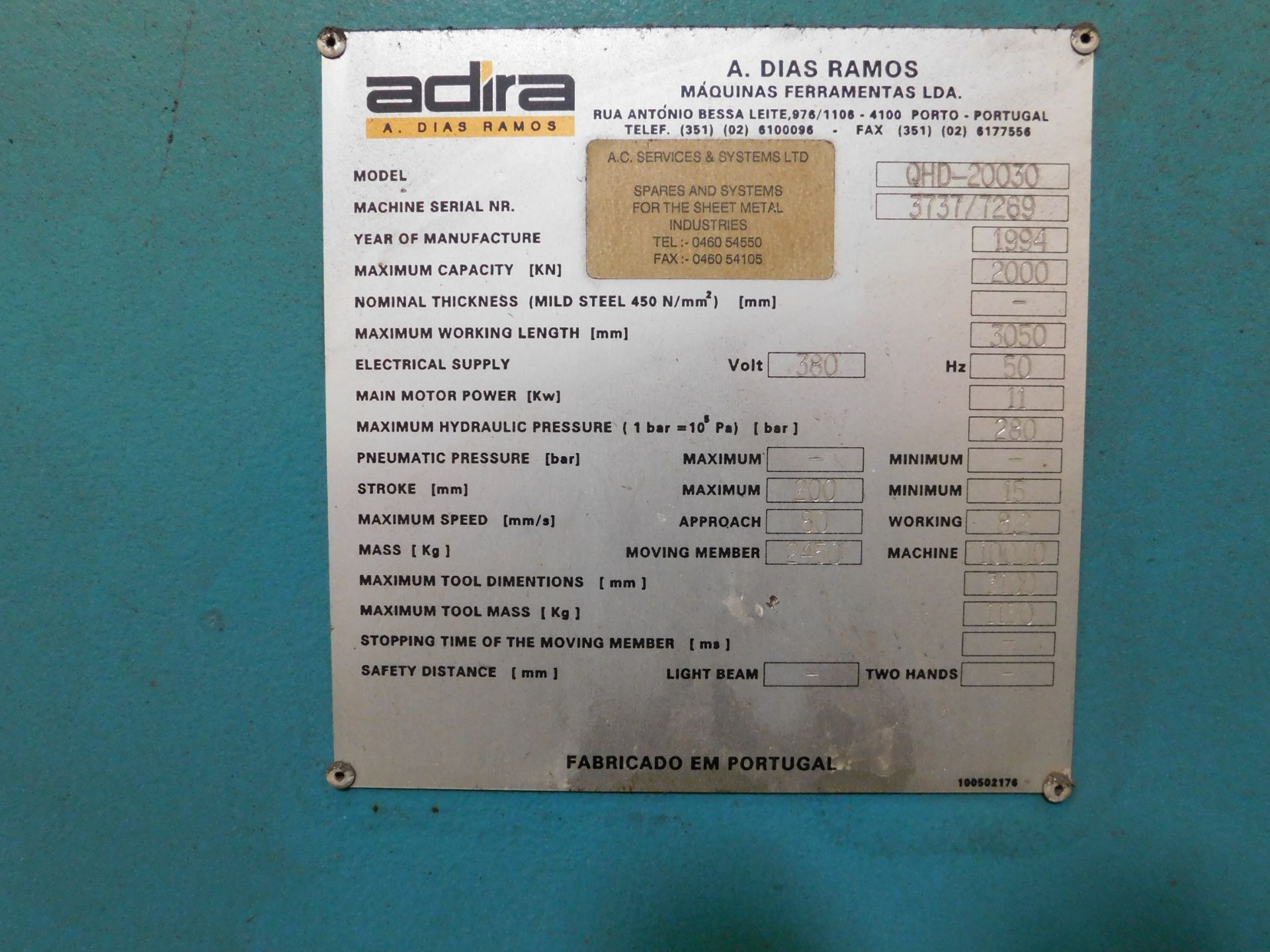 Adira QHD-20030 Press Brake 2000kw x 3050mm, Seria - Image 5 of 5