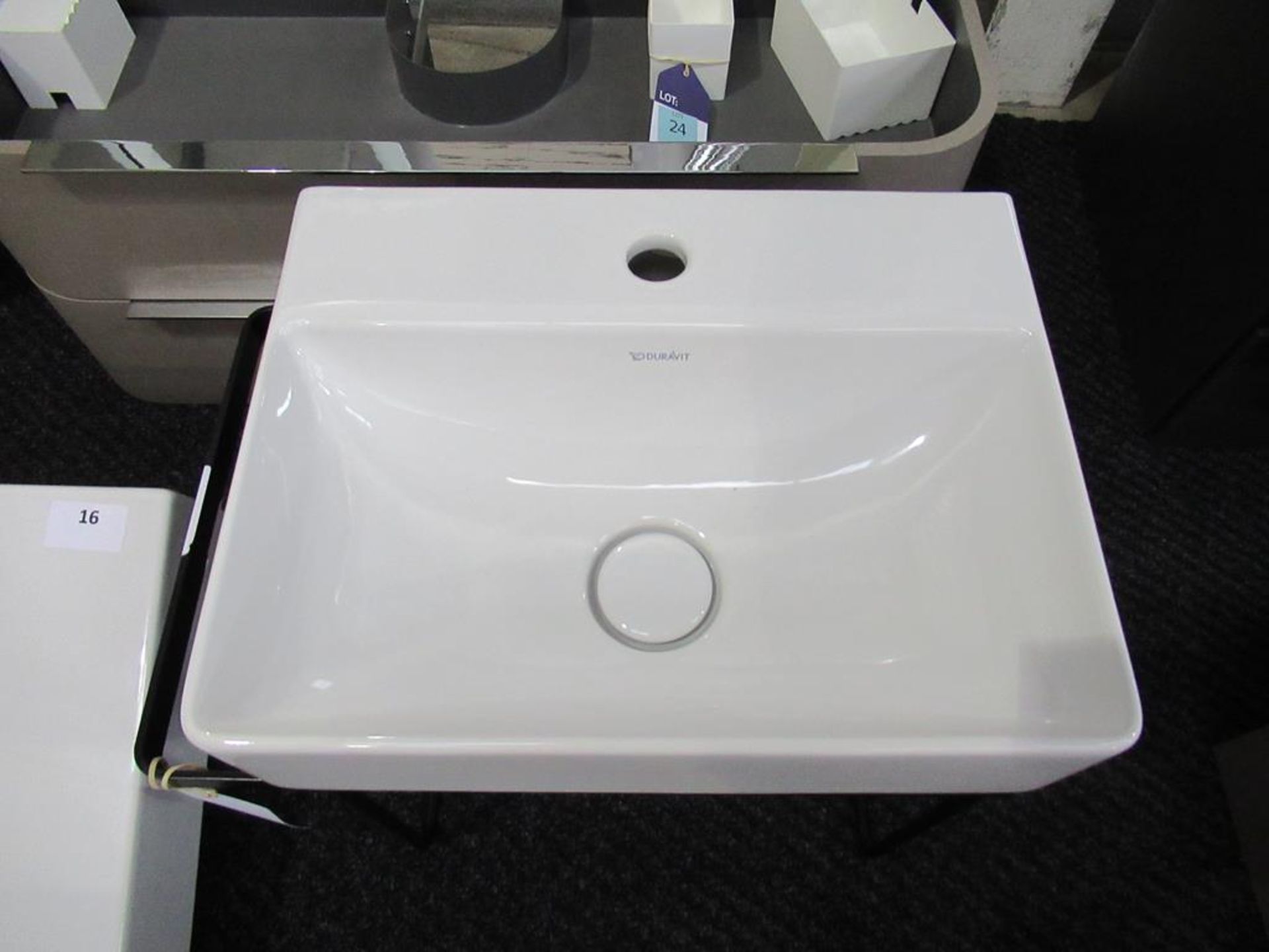 Ex Display Duravit Metal Console wall mounted Dura square sink basin - Image 2 of 2