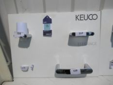 Ex Display Keuco Elegance soap dispenser and holder, soap dish and holder, towel ring and towel hook