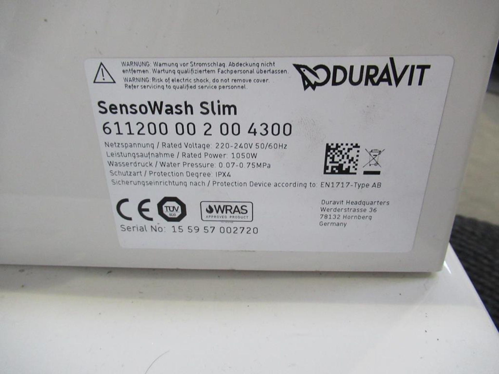 Ex Display Duravit Sensowash slim shower toilet seat on Durastyle wall mounted Toilet - Image 7 of 7