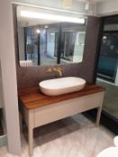 Ex Display Lu Pro Vanity Unit 1 drawer floor standing in Taupe Satin Matt and a Luv Washbowl 800mm G