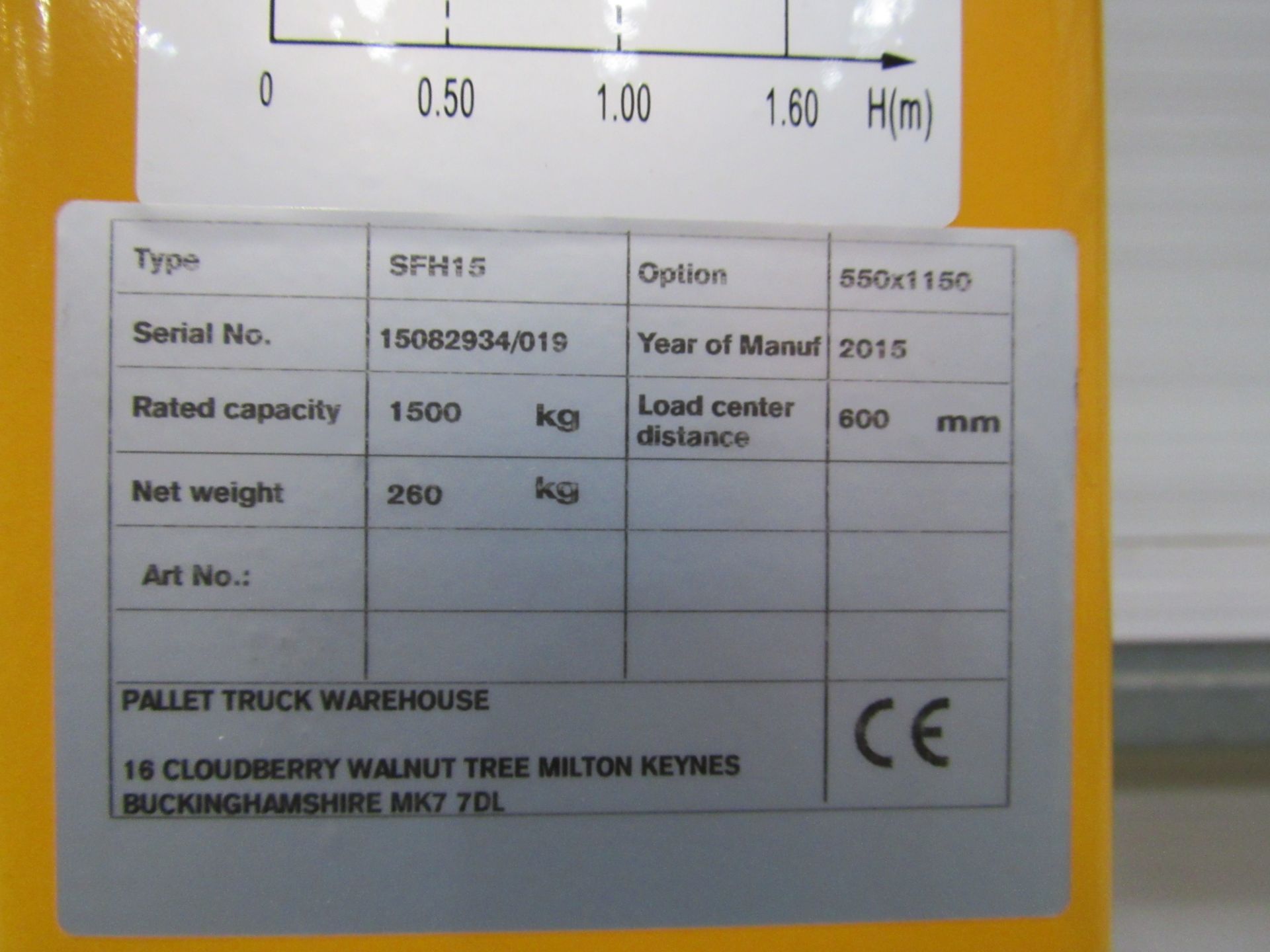 PJW SFH15 Manual Pedestrian Stacker Truck, Serial - Image 5 of 5