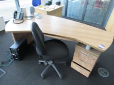 Light Oak Curved Workstation with Chair