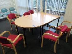 3 Table with 6 Wooden Framed Chairs