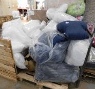 Various Quilts, Chair Cushions, Foam Pads etc. Pil