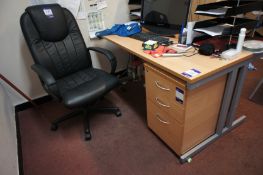 Oak Effect Office Desk with Mobile 3 Drawer Pedest