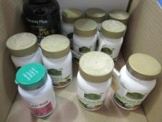 A mixed lot of 11 supplements to include Natures Plus Vitamin C, Vitamin K2, Vitamin D3, Vitamin B12