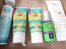 A box of mixed product to include Aloe Vera Roll on Deo Crystal, Baby Zinc Oxide sun cream (SPF 30),