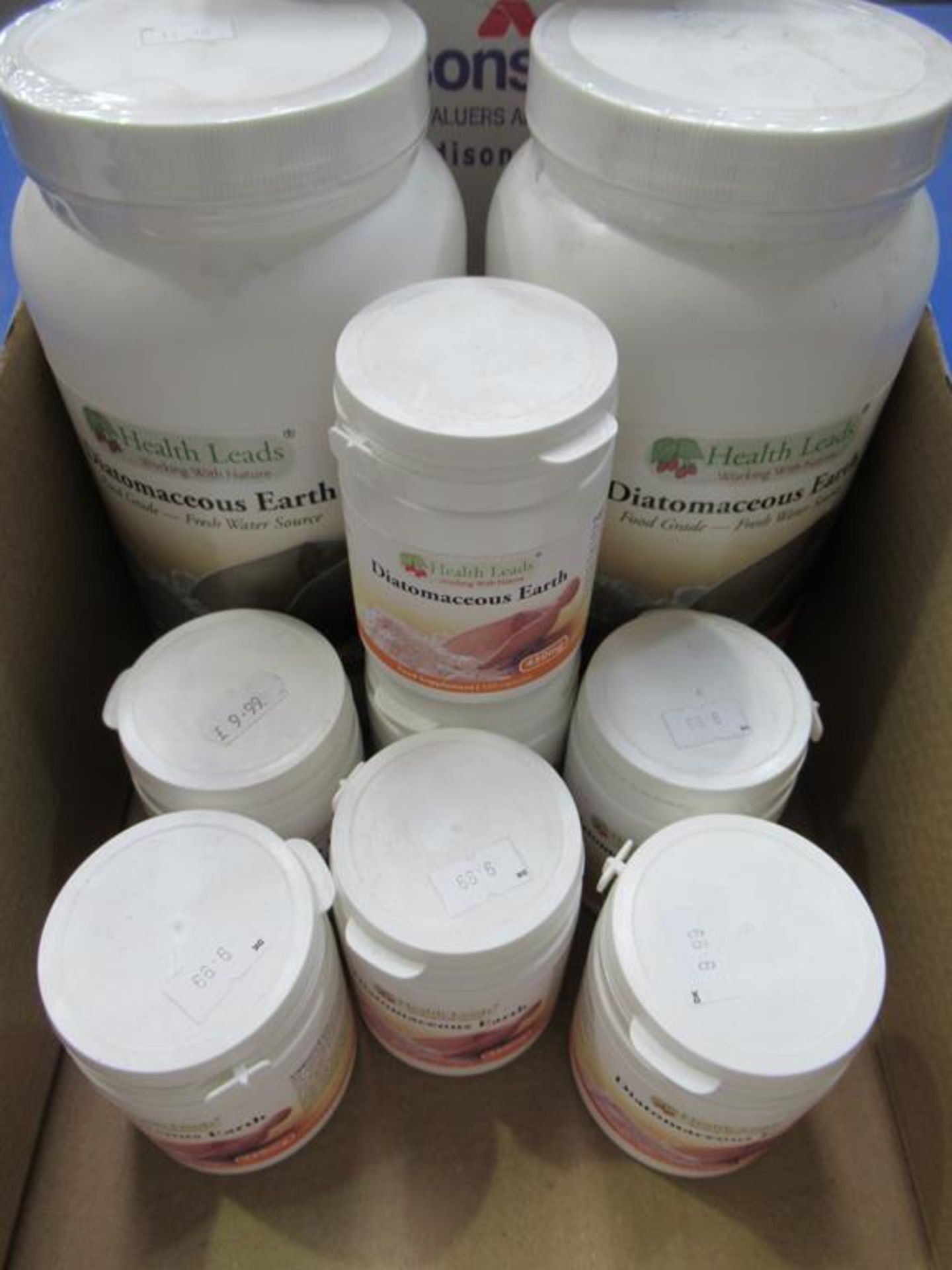 9 containers of Health Leads Diatomaceous Earth- Food Grade - Fresh water source (total weight 4150g
