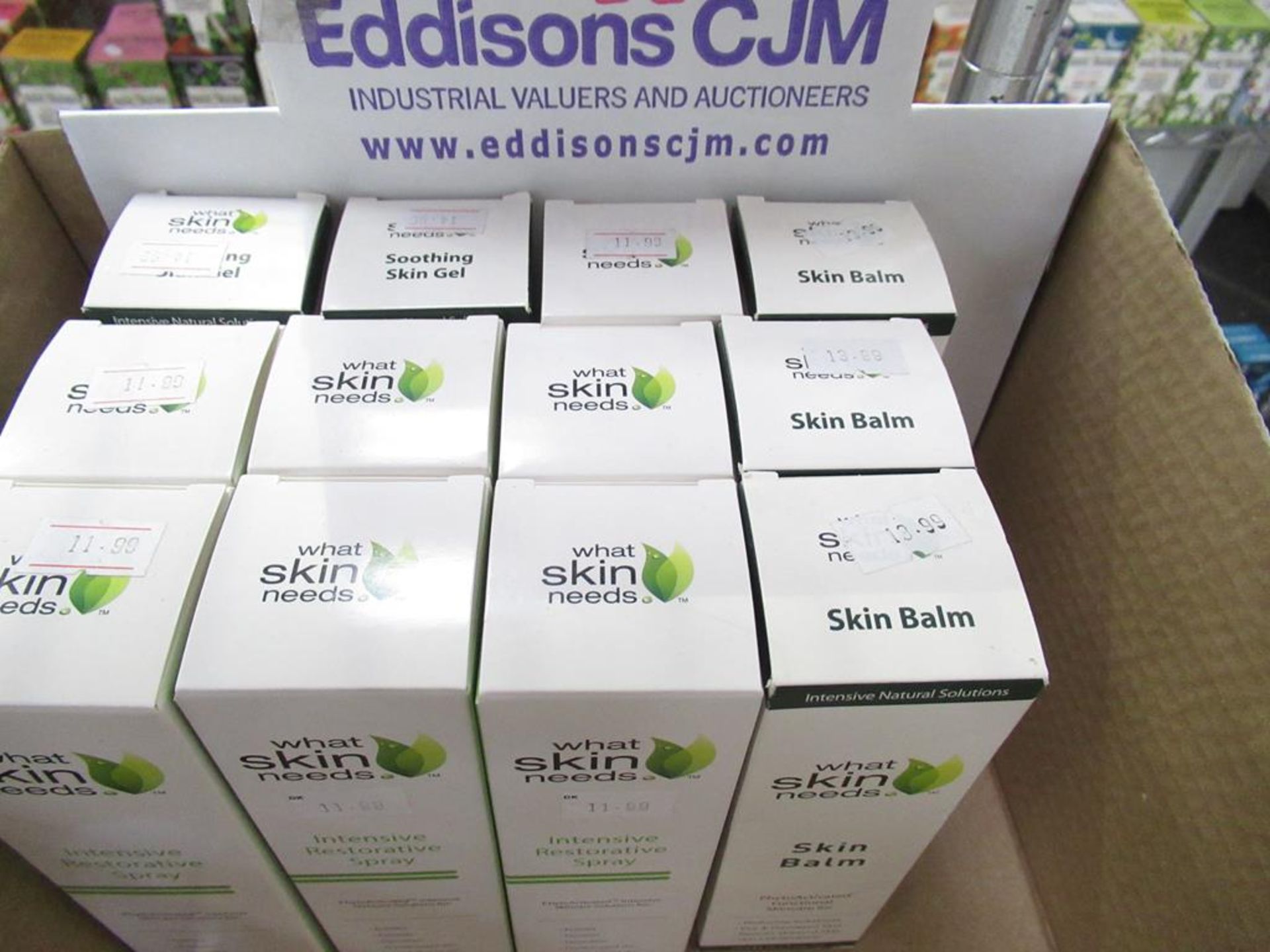 A Box of 12 x Skin Food, What Skin Needs Soothing Skin Gel, Skin Balm, Intensive Restorative Spray