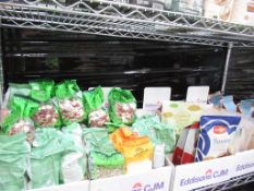 A Shelf of mostly Organic Packed Foodstuffs