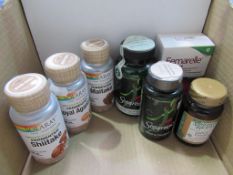 7 items to include Solaray Organically Grown Fermented Royal Agaricus, Maitake, Shiitake supplements