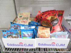 A mixed lot of sweets to include sugar free, dark chocolate popcorn, mallows, lollipops etc