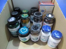 A mixed lot of 14 items to include Nature's Bounty Chewable Acidophilus, Vega Omega-3, Life Extensio