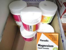 A mixed lot of 8 Magnesium based supplements Mag 365 and Floradix