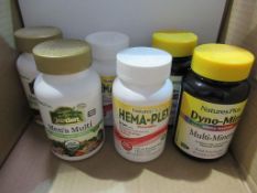 A mixed lot of 6 supplements to include Natures Plus Multi Mineral and Hema-Plex Iron chewables, Nat