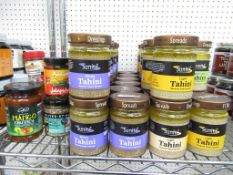 A mixed lot of food to include Tahini Sesame Seed spread, Jalapenos Umeboshi Paste, Spiced Dukkah et