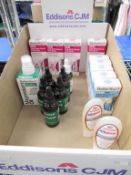 Box of Supplementary spray/drops of vitamins etc.