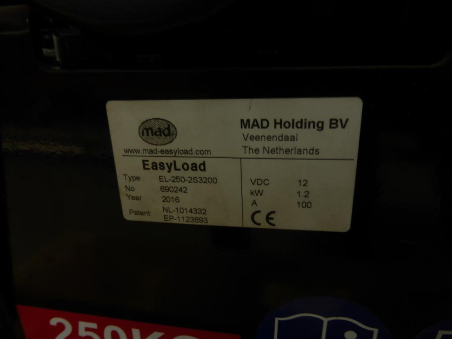 MAD Easy Load EL 250 S253200 Loading System for Light Commercial Vehicles YOM 2016; max lift capacit - Image 3 of 4