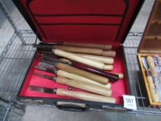Two Sets of Wood Lathe Chisels in cases
