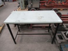 A Hard Topped Metal Framed Work Table