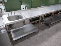 S/S Prep Table with single sink unit and undertier