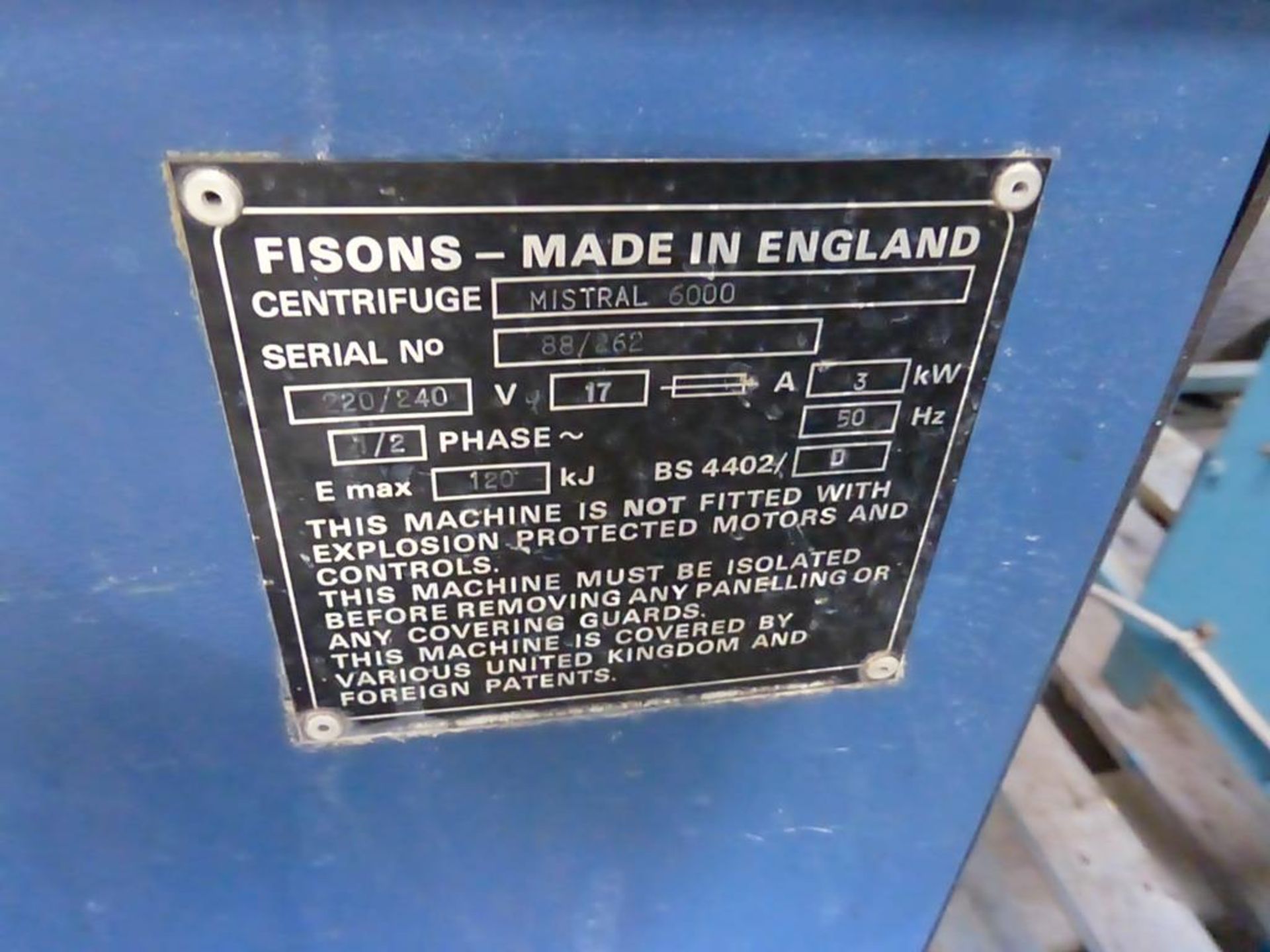 MSE Mistral 6000 Refrigerated Floor Standing Centrifuge (No key). Please Note there is a £5 + VAT Li - Image 3 of 3