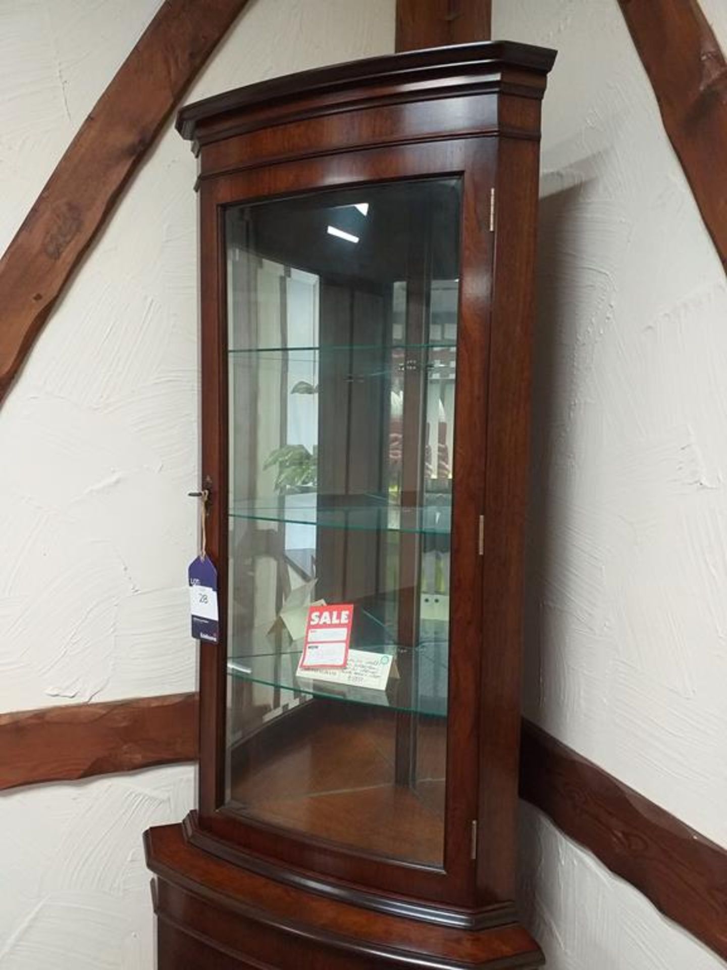 English Cherry Bow Corner Cabinet with Glass Back - Image 2 of 5