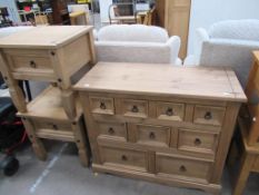 Mexican pine effect sideboard and lamp tables