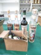 5 x open bottles of Alamea liqueur and Vermouth, together with box of Copperhead Aperitivum drops
