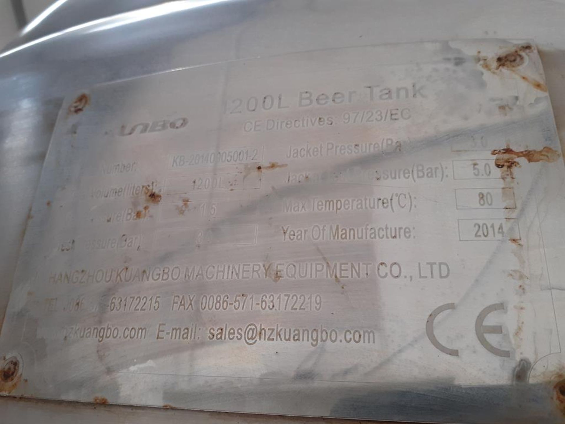 Kumbo 1200l Stainless Steel Beer Tank/conical FV - Image 6 of 7