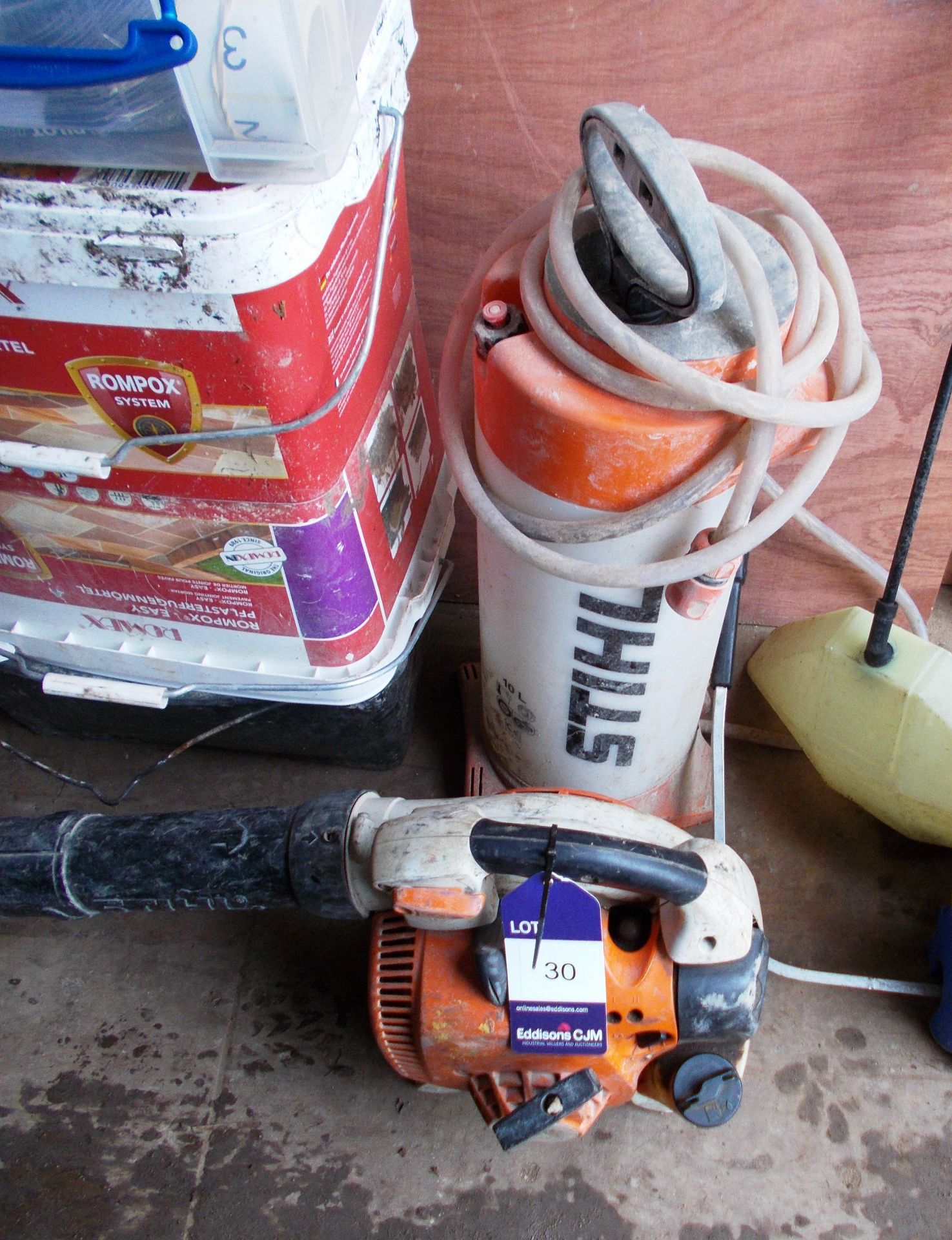 Stihl BG 86/C blower, and Stihl 10L pump