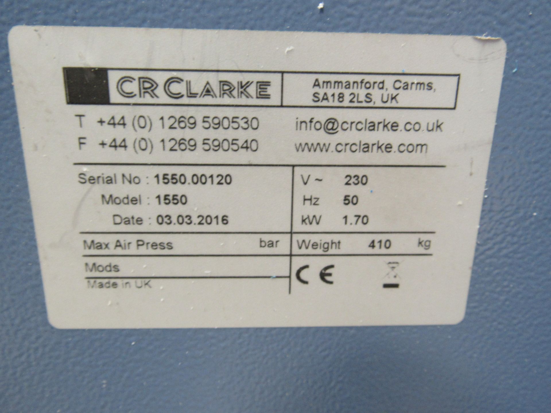 CR Clarke 1550 Diamond Edge Polisher Serial Number 550.00120, March 2016 - Image 5 of 5