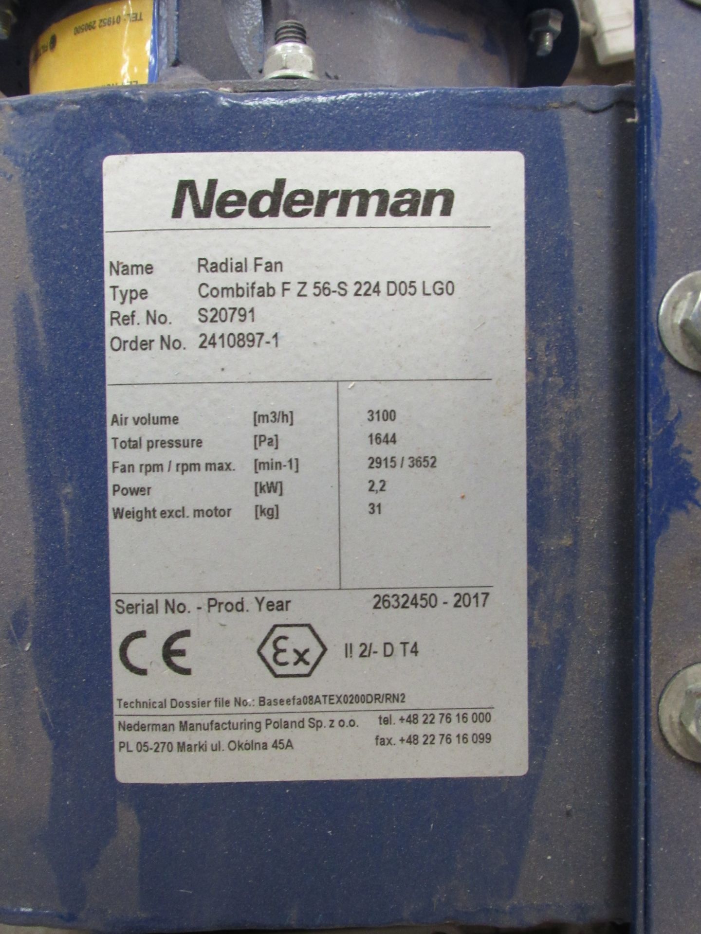 Nederman Combifab Radial Fan 3100m3/hr 3 x 2.4mx1. - Image 7 of 8