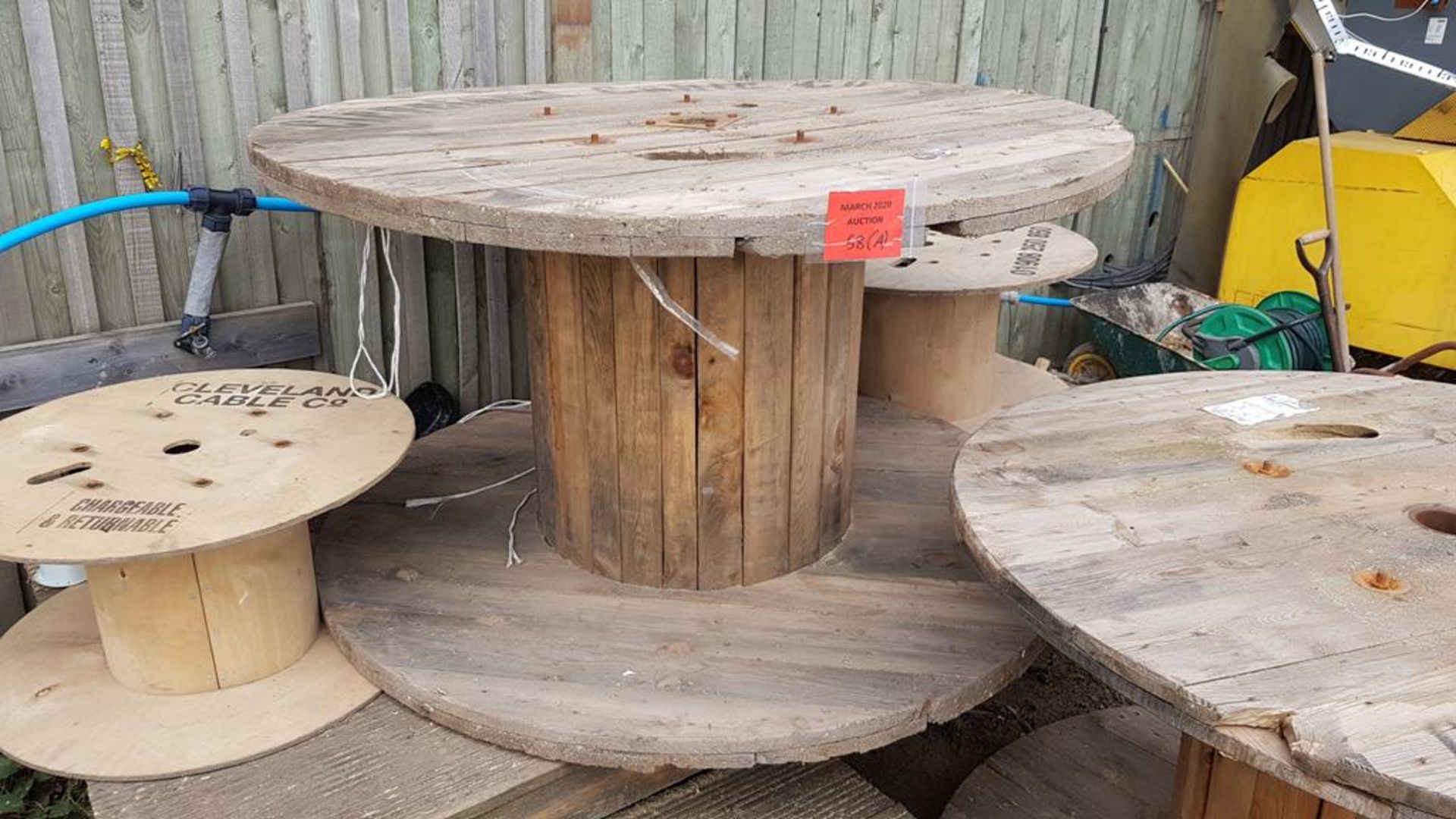3 Wooden Cable Drums For Rustic Garden Furniture. - Image 8 of 10