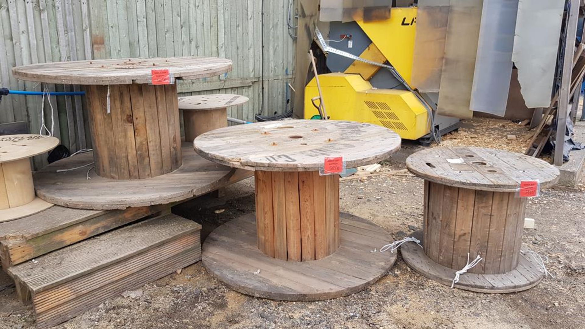 3 Wooden Cable Drums For Rustic Garden Furniture.