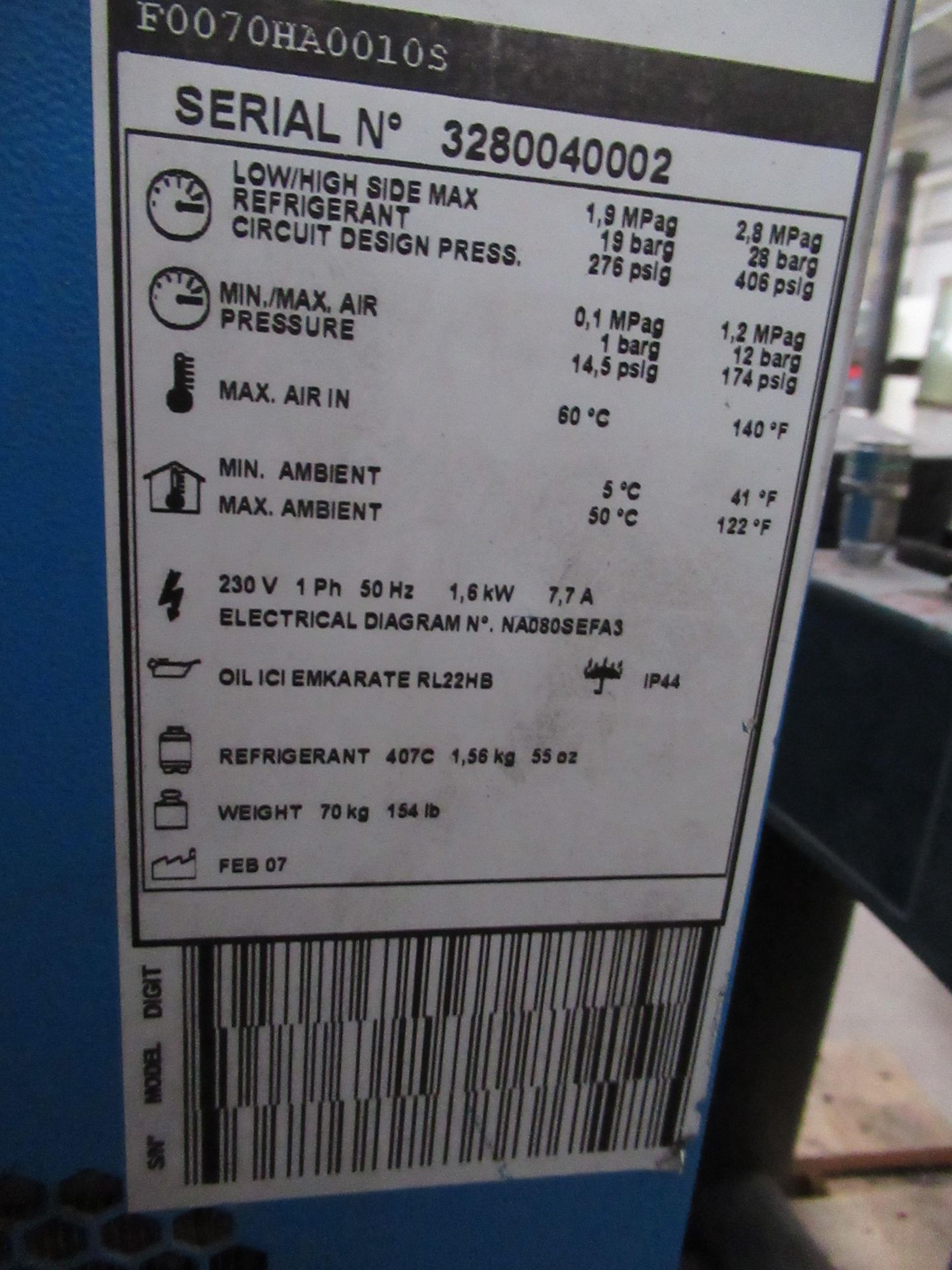 Compair Air Dryer, Model F0070HA00105 - Image 3 of 3