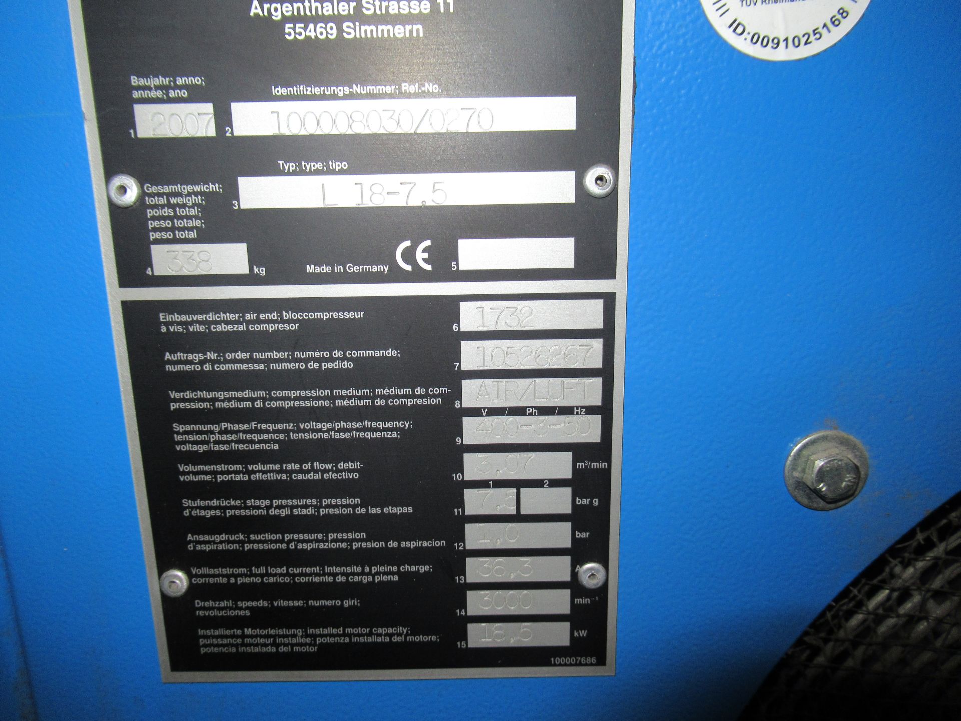 Compair L18-7.5 Air Compressor - Image 5 of 5