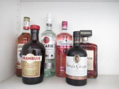 6 x bottles of spirits including Bacardi Rum, Gordons Pink Gin etc