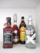 6 x bottles of spirits including Jack Daniels, Absolut Vodka etc