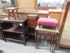 Selection of miscellaneous furniture including nest of tables, display cabinets etc