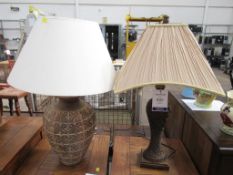 Two table lamps with shades