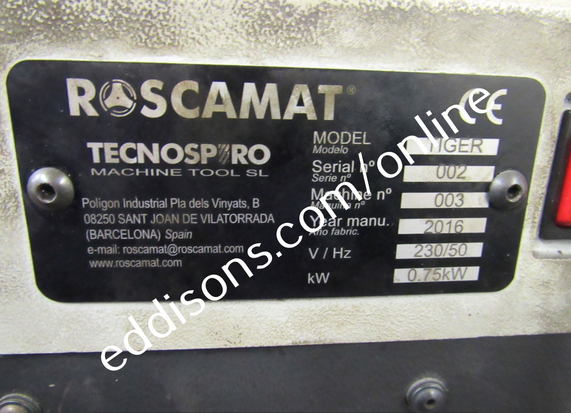 Rascamat Tiger bench mount tapping machine, Year 2016, Serial Number 002 with Steel Workbench with - Image 3 of 7