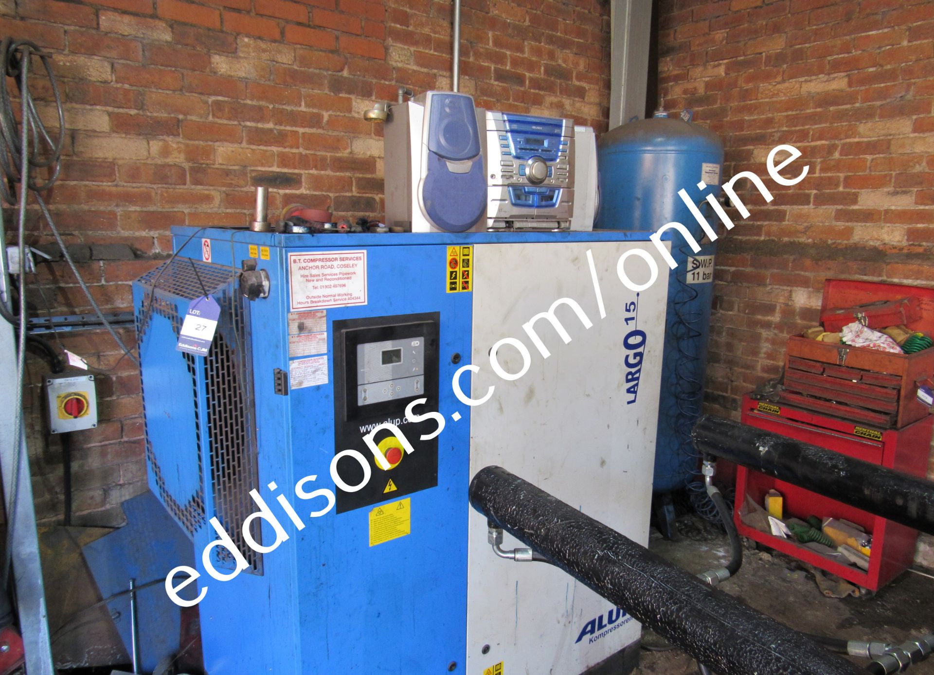 Alup Largo 15 screw compressor, with 500 litre vertical receiver - Image 2 of 6