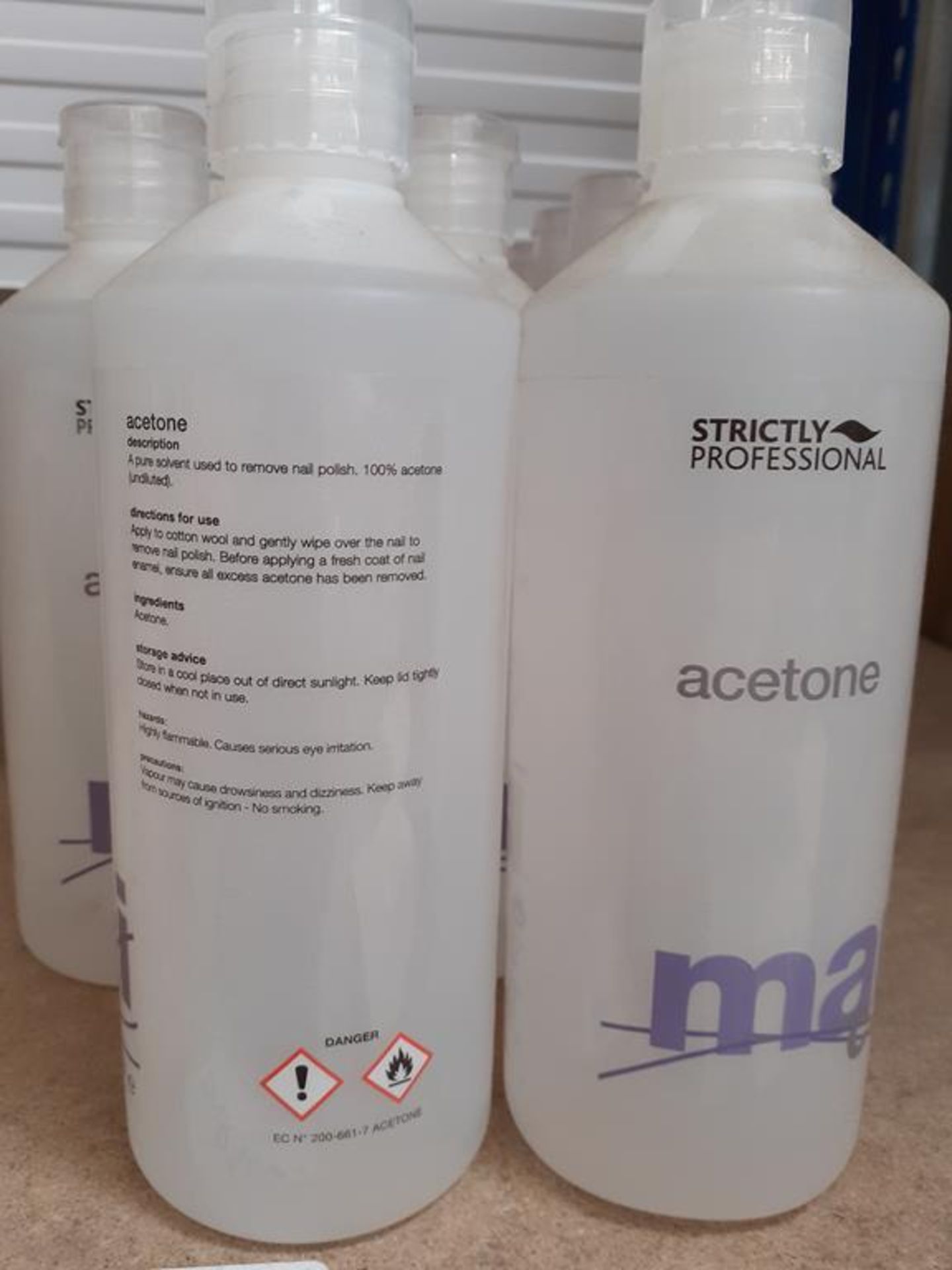 Shelf to include 14 bottles of Mani Acetone, Qty of Alc Free Cleansing Wipes and Qty of Sterotape - Image 6 of 7