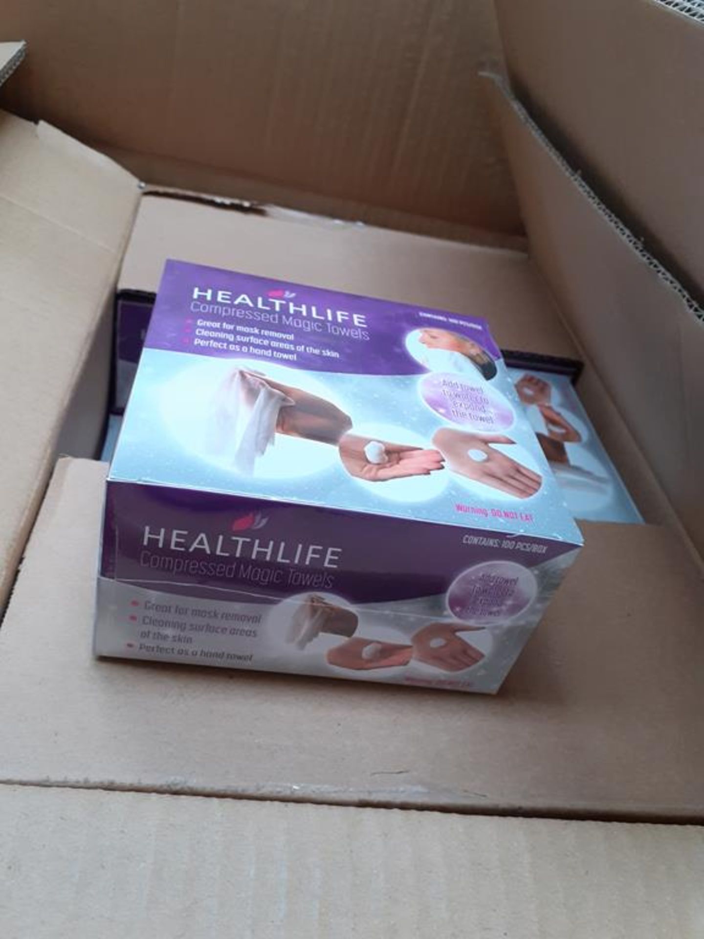 Pallet of Compressed Facial Towels (approx 16 boxes) - Image 2 of 3