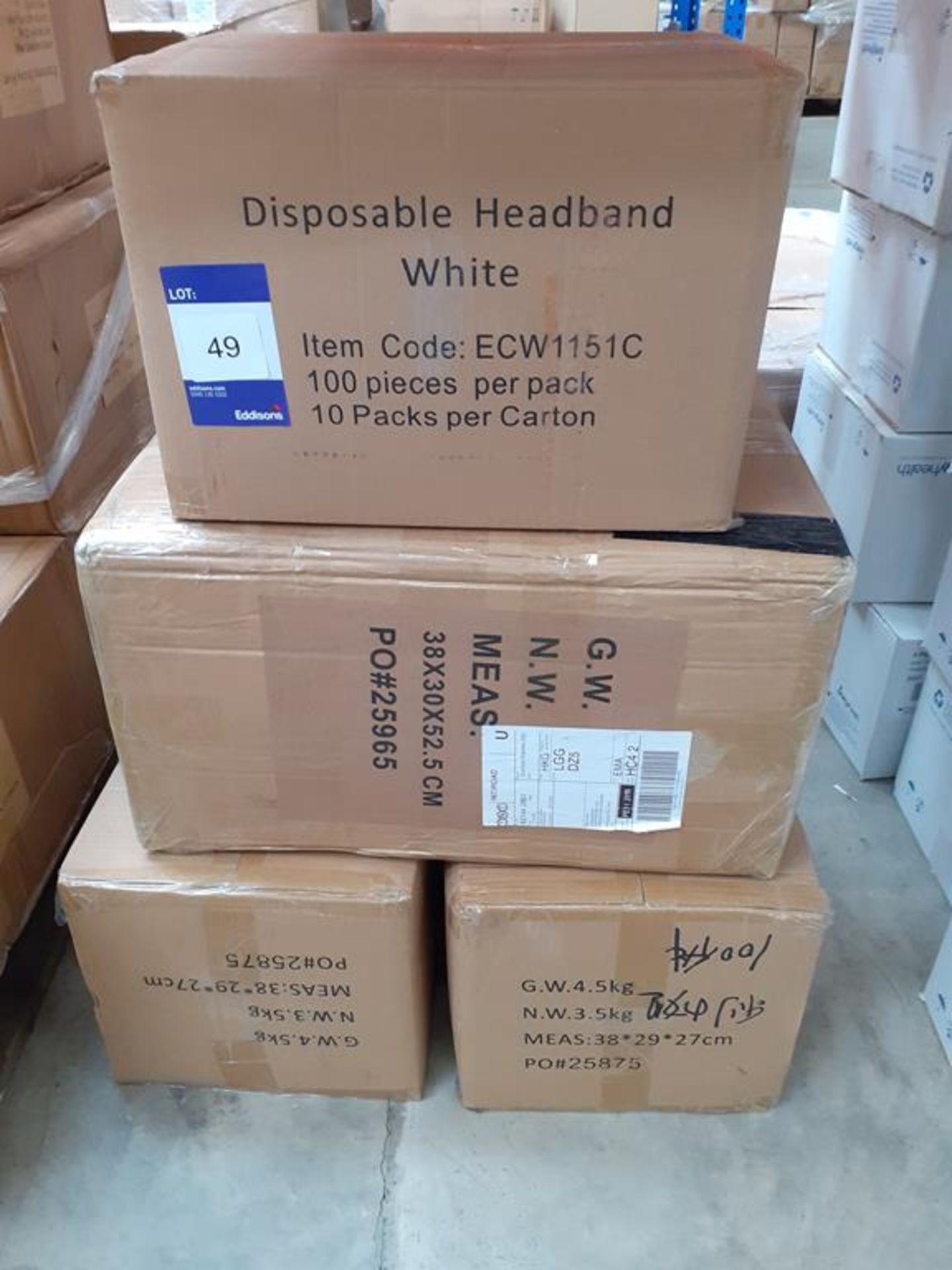 4 x boxes of White Disposable Headbands